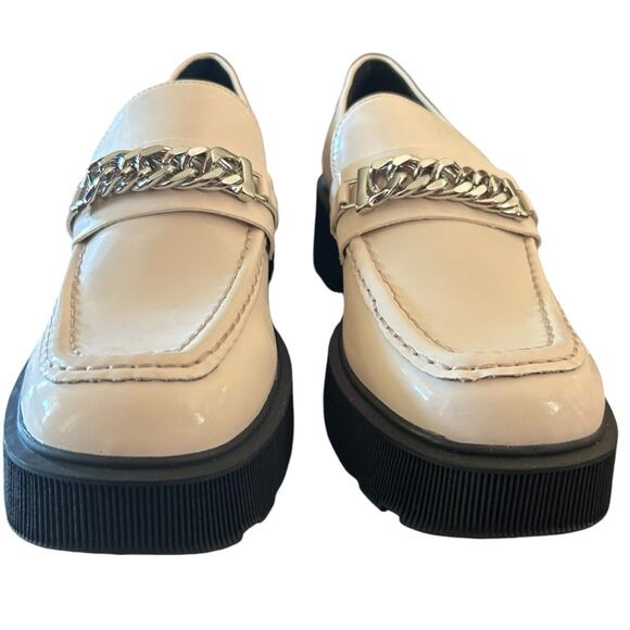 Aqua Blake Patent Square Toe Penny Loafer Chain Detail Platform Lug Sole NEW 9.5 - Picture 4 of 11